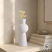 Ensemble de vases en céramique géométriques modernes, bleu mat et blanc, pour la décoration de la maison, centre de table pour le salon