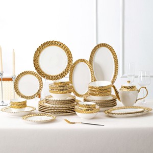 ชุดจานชามเซรามิคเคลือบทองคำพนมเปญ ดีไซน์หรูหราสไตล์เรโทร ใช้กับไมโครเวฟได้ เหมาะสำหรับตลาดตะวันออกกลาง - Product Image 2