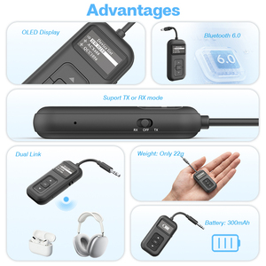 6.0 2-in-1 Transmitter Receiver OLED Display <b>Wireless</b> Audio Adapter for Car TV Headphones <b>Speakers</b> Projector - Product Image 5