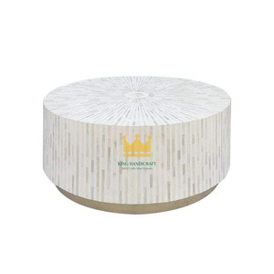 โต๊ะกาแฟทรงกลมโมเดิร์นขายดี พร้อมท็อปหินมุกแท้ ผลิตในเวียดนาม เฟอร์นิเจอร์ตกแต่งห้องนั่งเล่น - Product Image 1