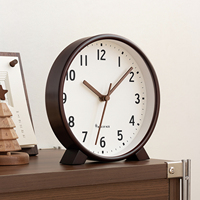 Jam Meja Kayu Gaya Minimalis Modern Jam Quartz Senyap 8/10 Inci, Jam Dekorasi Meja untuk Kamar Tidur dan Ruang Tamu