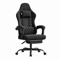 Chaise de jeu ergonomique YOUGE avec massage, support lombaire, repose-pieds rétractable, siège pivotant à ressorts larges, capacité 150 kg, tissu en maille