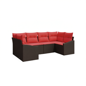 Set da Giardino in Polyrattan 6 Pezzi Marrone con Cuscini Divano da Esterno Stile Contemporaneo - Product Image 1