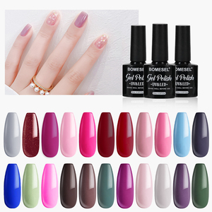 Kit de vernis à ongles gel UV couleur unie – Nuances Nude/Intenses/Pailletées – Gel UV LED Soak-Off pour Salon et DIY à Domicile – 22 Couleurs – Fournitures pour Ongles - Product Image 1