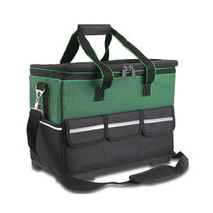 Bolsa de herramientas verde con 10-14 bolsillos, cierre de cremallera, resistente al agua, multifuncional, para almacenamiento de herramientas de carpintería - Product Image 1