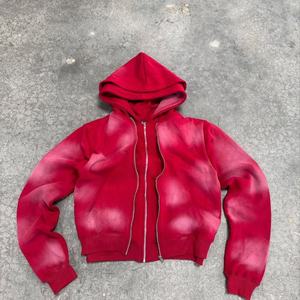 Sudadera con Capucha Personalizada de Alta Calidad, 400GSM, 100% Algodón, Forrada, Transpirable, con Cierre de Dos Vías, Diseño Desgastado por el Sol, para Hombre - Product Image 1