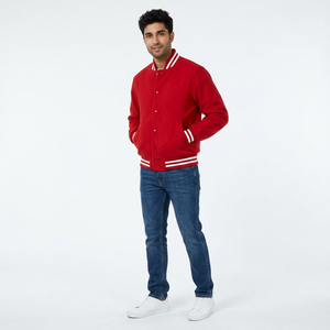 Custom <b>Men's</b> Wool Varsity <b>Jacket</b> Warm Winter Oversized Baseball <b>Jacket</b> with Red <b>Letters</b> - Product Image 1