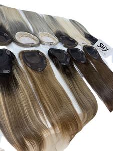 พร้อมส่งผมปิดด้านบนด้วยผ้าไหมฐานผมคนยุโรป16นิ้วไฮไลท์และสี Ombre # B2 - Product Image 6