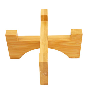 Factory wholesale bamboo cross-shaped casserole dish <b>rack</b>, pot bottom support, foldable bowl and <b>plate</b> insulated bamboo drain - Product Image 2