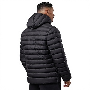 Winter Men's Hooded Puffer <b>Jacket</b> with Stand Collar and Front Logo Outdoor Warm Quilting Zipper Closure High Street Style - Product Image 5