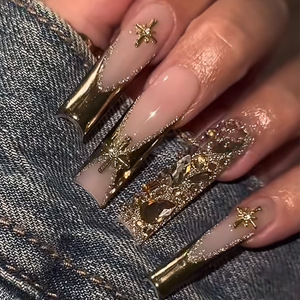 Extensions d'ongles artificiels extra longues de luxe avec breloques 3D pour fêtes, faux ongles à presser de haute qualité, vente en gros, promotion exceptionnelle - Product Image 5