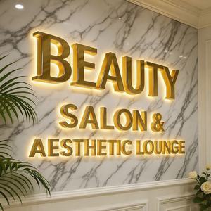 无最小起订量定制发光二极管标志定制金色哑光背光发光二极管字母标志商务发光二极管照明标志接收装饰 - Product Image 4