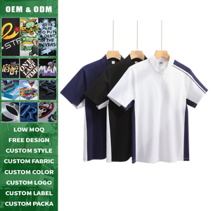 Camiseta de Manga Corta para Hombre, Cuello Alto con Cierre de Media Cremallera, Dos Tonos, 220g, Algodón Mercerizado y Fibra de Bambú, Corte Holgado, Informal, Deportiva, Transpirable - Product Image 2