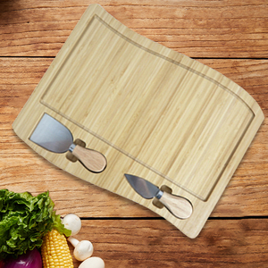 <span class=keywords><strong>2022</strong></span> nuevo diseño al por mayor Mini cuchillo de tabla de queso con forma de onda única tabla de cortar de queso de bambú Premium con rebanador - Product Image 5