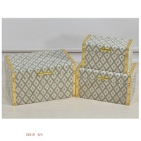 Boîte et bac de rangement en bois rectangle recouvert de tissu