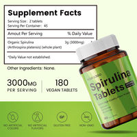 Comprimés de spiruline riches en protéines, complément alimentaire pour la santé digestive et la détoxification, 60% de protéines végétales, 180 comprimés