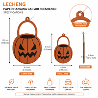 Désodorisant de voiture personnalisé en forme de citrouille d'Halloween, carte parfumée suspendue, ornement d'intérieur automobile avec tête de carte et sac OPP