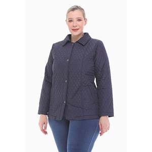 Chaqueta Acolchada Azul Marino con Cuello Polo Vetre para Mujer, Abrigo Cálido de Temporada, 75 cm, Tallas 40-60, Resistente al Agua, Forro de Satén - Product Image 1