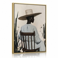 Tableau mural résidentiel haut de gamme : Portrait de femme africaine sur toile avec cadre en alliage doré mat pour projet d'aménagement intérieur de luxe