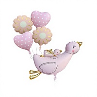 Buket Balon Foil Angsa Bayi Warna Pink Dekorasi Pesta Hewan Kartun 5 Buah Set Dekorasi Latar Belakang Ulang Tahun