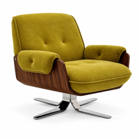 Fauteuil pivotant moderne en tissu tissé avec accoudoirs à bordures contrastées pour salon, hôtel, réception, salle d'attente