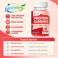 Gummies de protéines de lactosérum personnalisées saveur fraise, 60 unités, OEM ODM, certificats multiples, support usine