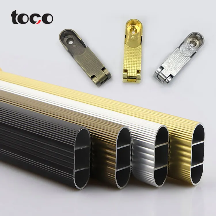 Toco-conector de varilla de armario, tubo de acero ovalado, soporte central