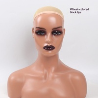 Mannequin réaliste femme noire grande taille avec écharpe en soie PVC, support de tête de perruque gonflable, accessoire photo et maquillage