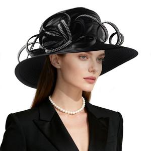 Chapeau cloche en satin pelucheux pour femmes, robe de cérémonie, fascinateur floral, fête du thé, été, plage, mariage - Product Image 1