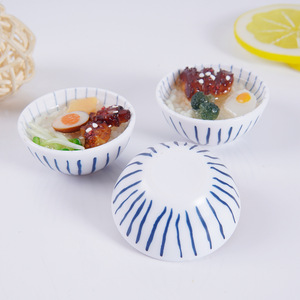 Colgante de comida china en miniatura, tazón de arroz con pierna de pollo falsa, juguete de comida en miniatura, adorno realista de llavero con forma de comida, 4 cm de diámetro - Product Image 2