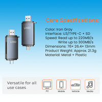 Lector de Tarjetas SD de Doble Cabezal USB 3.0 de Alta Velocidad en Oferta, con Velocidad de Lectura de 300 MB/s, Certificado OTG ROHS para Teléfono Móvil y Portátil