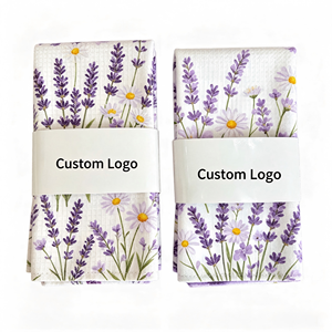 Serviettes de cuisine en microfibre gaufrée imprimées en gros, absorbantes et réutilisables, avec logo personnalisé et bande de ceinture - Product Image 1