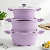 SANLANG Ensembles de batterie de cuisine à induction en gros, en aluminium moulé avec revêtement en granit céramique, comprenant des marmites et des casseroles robustes