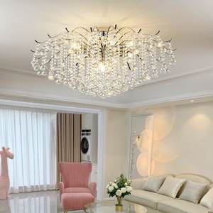 Pm Moderne Luxe Kristallen Kroonluchter Voor Woonkamer Eetkamer Slaapkamerdecoratie Zilveren Led Plafondlamp Binnenverlichtingsarmaturen - Product Image 3