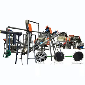 2 PTH Old Tires Recycled Machines Waste Tyre To Rubber Recycling Machinery