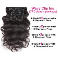 Extensions de Cheveux Humains Remy Naturels Noirs Bouclés Ondulés 100% Bruts à Clip Sans Couture Indiennes en Gros