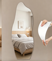 Miroir mural pleine longueur en acrylique sans cadre, design Art Déco moderne, motif flottant, décoration de salon, collection Heavenly Mirror