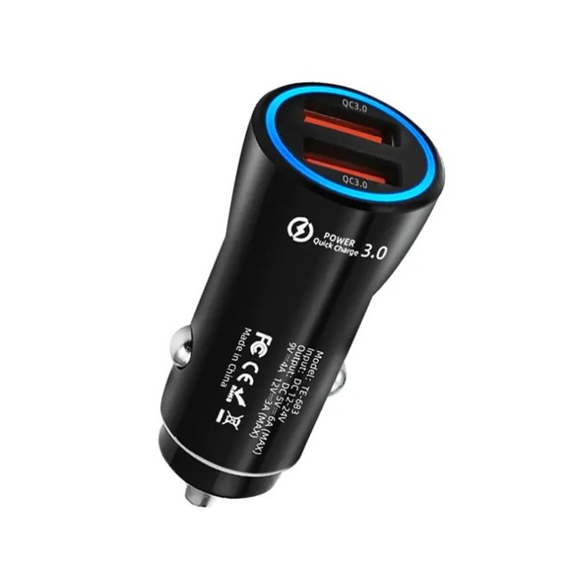 36W Mini Fast Dual USB Car Charger with QC3.0-Charges Smart Watch Phones & Tablets Rapidly