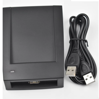 Lector de Tarjetas de Proximidad Inteligente USB de Escritorio de 13.56MHz, ISO14443A, ABS, Negro, Compatible con Distancia de Lectura de 0-3m
