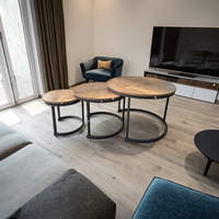 Table basse moderne en métal durable avec cadre en bois à 3 niveaux pliable et personnalisable, facile à nettoyer, meubles de salon pour la maison et les hôtels