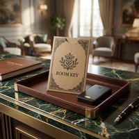 Porte-carte de chambre d'hôtel personnalisé à poche unique en papier texturé gaufré