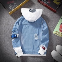Blouson en Jean à Capuche OEM/ODM pour Homme, Manteau Jean Hip Hop Rétro, Veste Bomber Décontractée Streetwear, Survêtement à Capuche