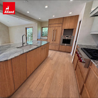 Fabricants d'armoires sur mesure Alland, armoires de rangement longues, en forme de L, d'angle, style Wabisabi, en placage de bois massif, armoires de cuisine personnalisées