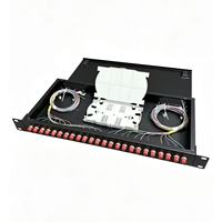 Panel Patch Fiber Optik 1U 19 Inch Rackmount 24 Port dengan Laci Geser ODF Splice Distribution Frame untuk SC LC FC S