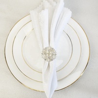Anneaux de serviette en métal argenté en forme de flocon de neige, écologiques, avec perles et strass pour Noël