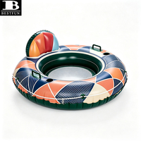 Bouée de rivière gonflable robuste avec poignées, motif mosaïque, siège en maille, chaise longue flottante pour adultes
