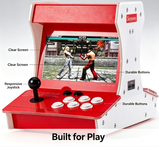 Mini Tabletop Arcade Game Machine 1 Player Joystick Retro Fighting Video Game Console for Home Entertainment