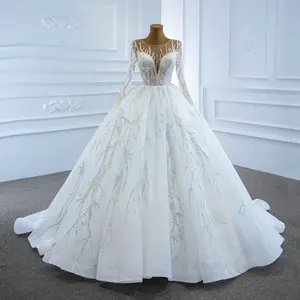 Abito da sposa plus size di lusso 2024 brillante abito da sposa con perline pesanti abiti da sposa in pizzo da donna africano abiti da sposa