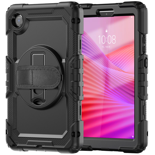 Fntech Heavy Duty Armor Rotating Kickstand 8.7 Inch Silicone PC Tablet Stand Case Protective Cover for Lenovo Tab One K9 TB305FU