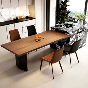 Table à manger télescopique extensible moderne, simple et luxueuse, avec comptoir en ardoise intégré, comptoir de bar Napoléon - Product Image 2